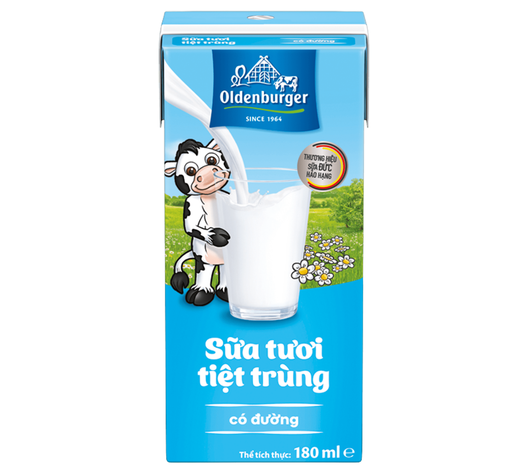 Sữa tươi tiệt trùng có đường hiệu Oldenburger - Thùng 48 hộp x 180ml/hộp