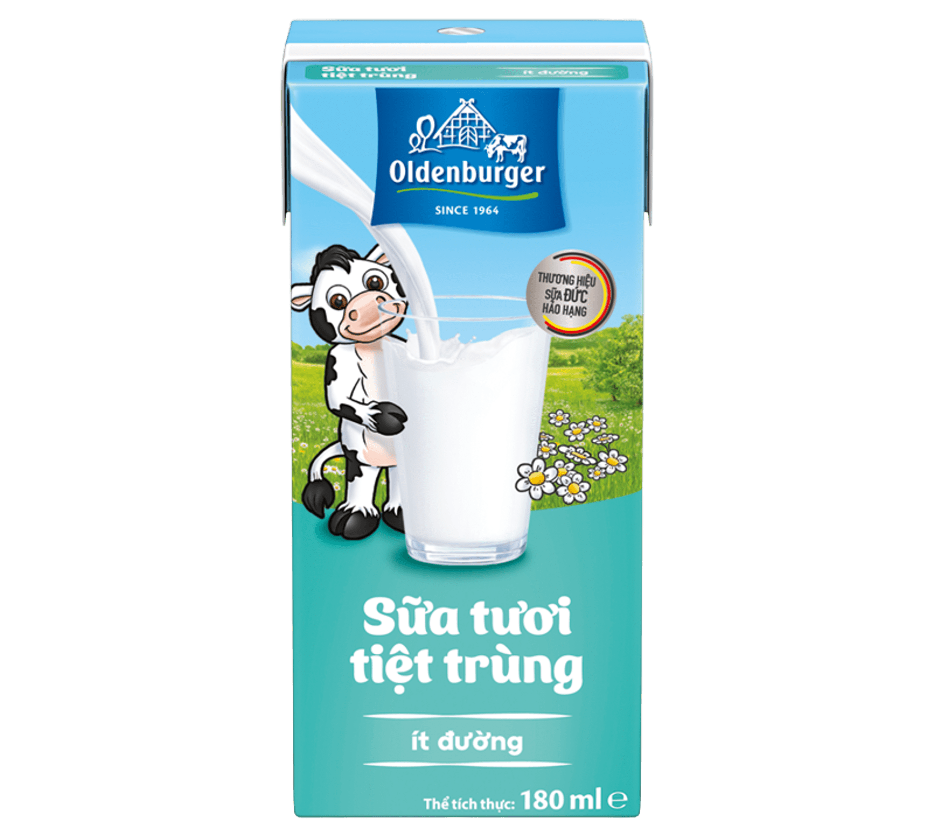 Sữa tươi tiệt trùng ít đường hiệu Oldenburger - Thùng 48 hộp x 180ml/hộp